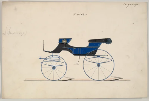 Design for Phaeton, no. 651a by Brewster & Co., drawing, 1850-1874