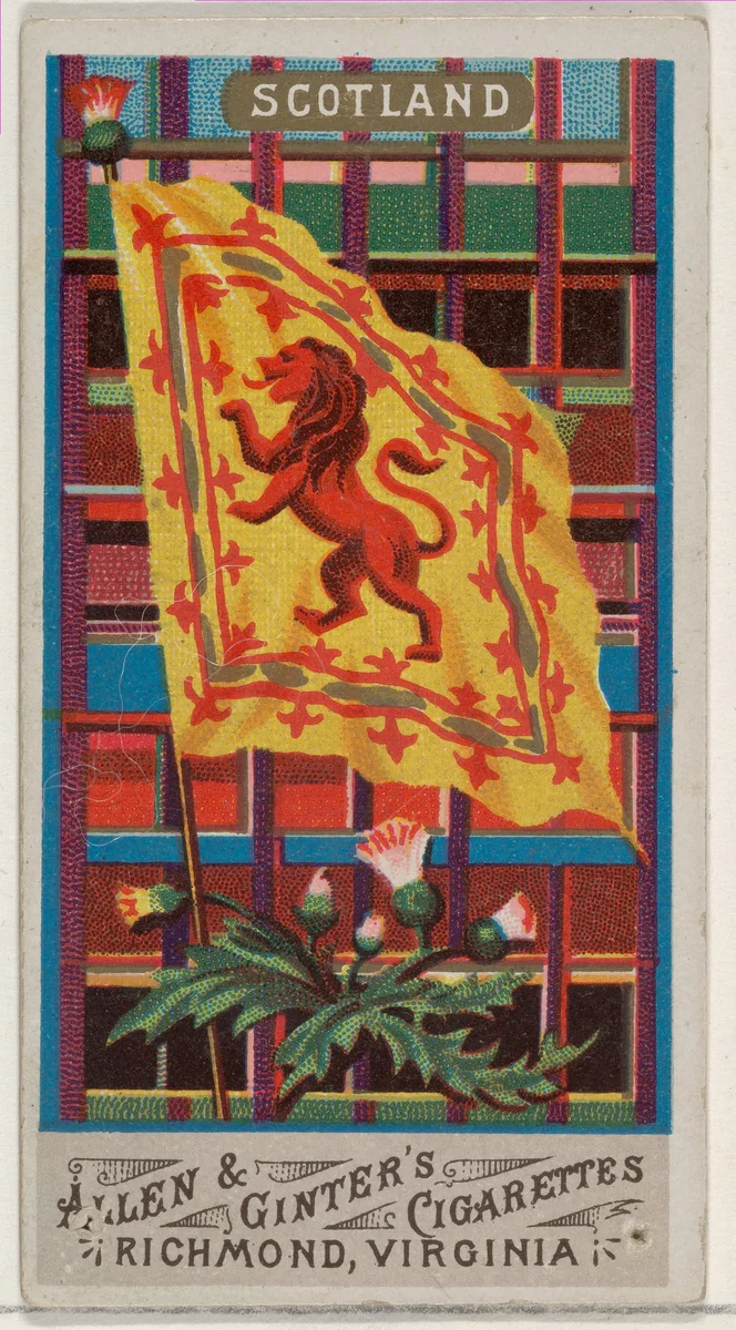 Scotland, from Flags of All Nations, Series 1 (N9) for Allen & Ginter Cigarettes Brands by Allen & Ginter, print, 1887