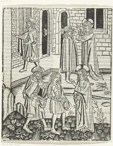 Christus geneest de blinde van Bethesda by Unknown, print, 1480-1500