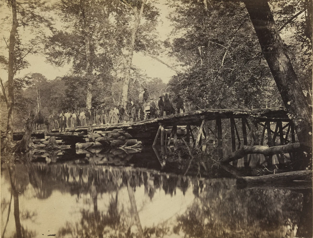 Military Bridge, Across the Chickahominy, VA by D. B. Woodbury, photograph, 1862