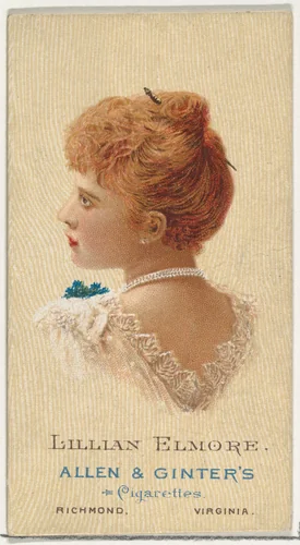 Lillian Elmore, from World's Beauties, Series 2 (N27) for Allen & Ginter Cigarettes by Allen & Ginter, print, 1888