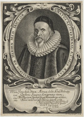 Balthasar AB Herden, Doctor by Johann Friedrich Fleischberger, print, 1570-1710