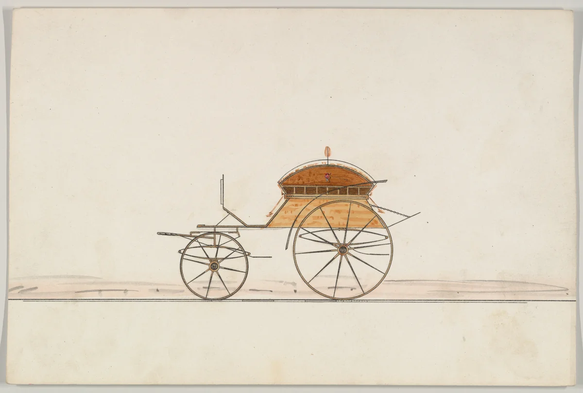 Design for Dos-à-dos Phaeton by Brewster & Co., drawing, 1850-1870