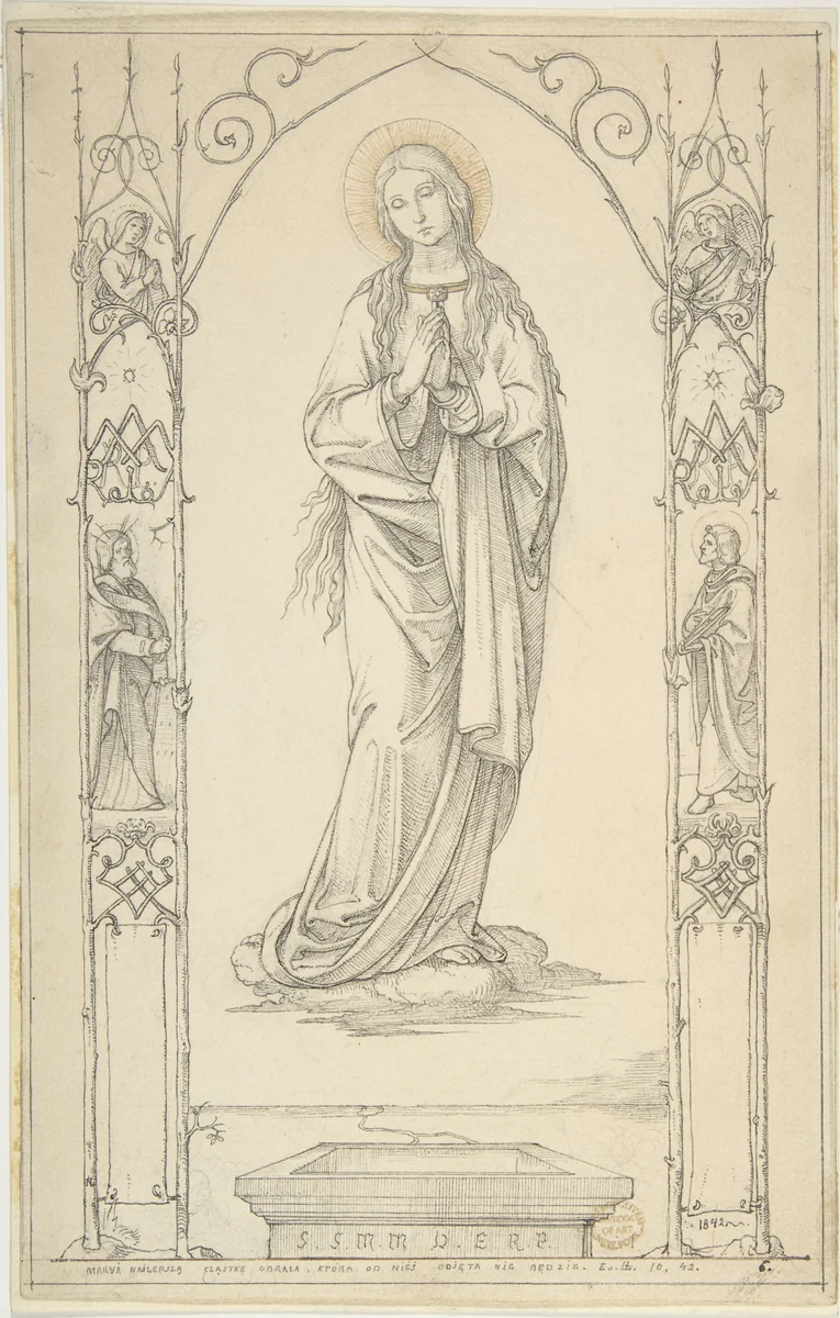 Assumption of the Virgin by Monogrammist NL, drawing, 1842