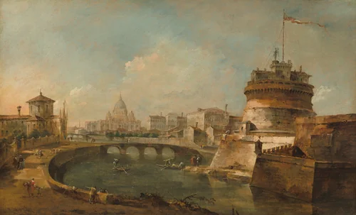 Fanciful View of the Castel Sant'Angelo, Rome by Francesco Guardi, painting, 1785