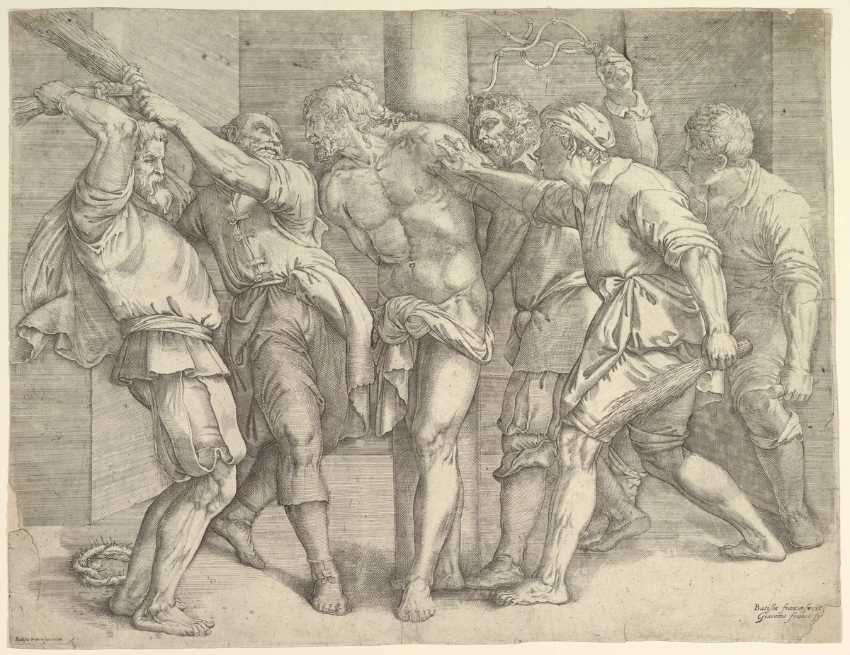 The Flagellation by Battista Franco, print, 1547-1566