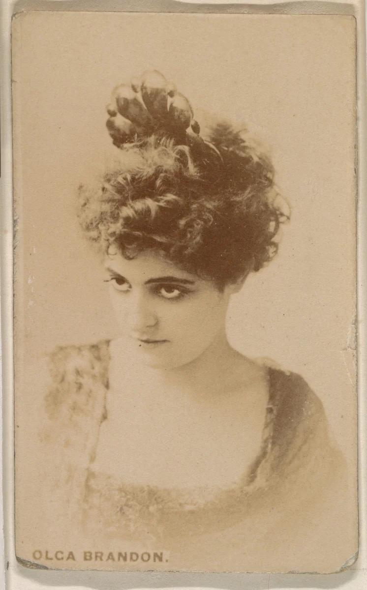 Olga Brandon, from the Actresses series (N246), Type 1, issued by Kinney Brothers to promote Sporting Extra Cigarettes by Kinney Brothers Tobacco Company, photograph, 1888-1892