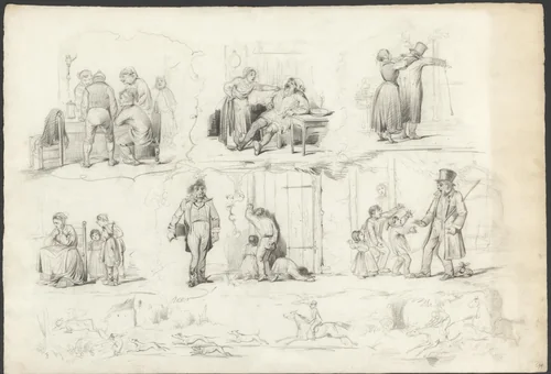 Vader die lang van huis is by Karel Frederik Bombled, drawing, 1864-1902