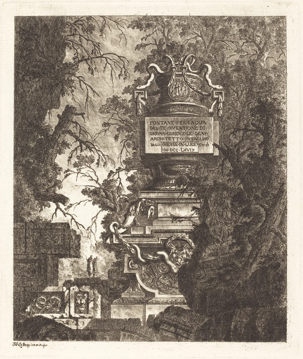 Frontispiece for "Fountains" by Jean Laurent Legeay, print, 1768