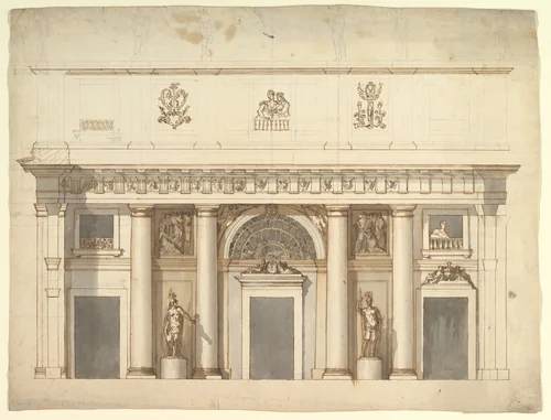Elevation for a Portico of Doric Order by anonymous, drawing, 1780-1830