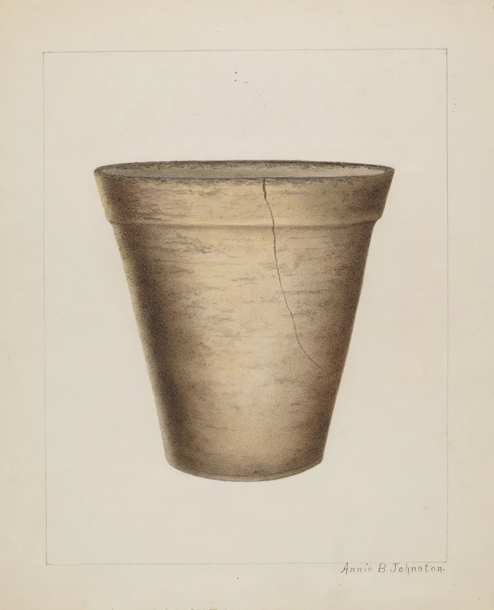 Pottery Flower Pot by Annie B. Johnston, index of american design, 1937