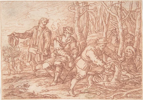 March (one of a series representing the labors of the months) by Jonas Umbach, drawing, 1690
