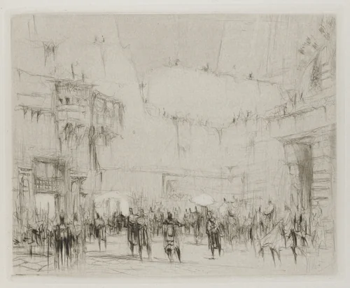 Herodias: Page 19, The ramparts were thronged with people when Vitellius entered the castle gates by William Walcot, print, 1928