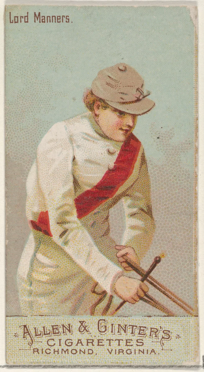 Lord Manners, from the Racing Colors of the World series (N22b) for Allen & Ginter Cigarettes by Allen & Ginter, print, 1888