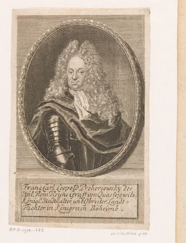 Portret van Franz Carl Leopold Prehorsowsky by Martin Bernigeroth, print, 1680-1733