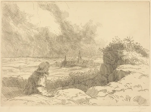 Landscape (Paysage) by Alphonse Legros, print, 1837-1911