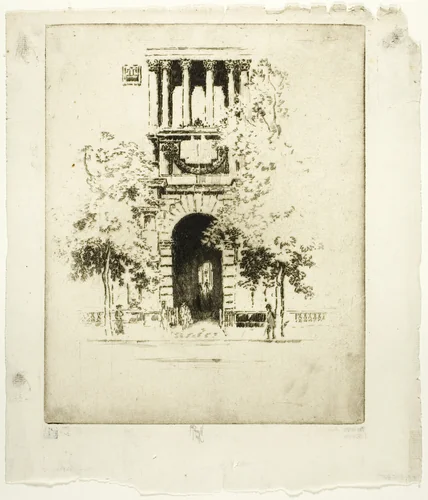 King's College, Embankment Gate by Joseph Pennell, print, 1906