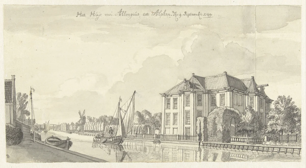 Het Huis van Allongius te Alphen aan de Rijn by Jan de Beijer, drawing, 1749