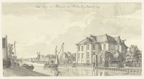 Het Huis van Allongius te Alphen aan de Rijn by Jan de Beijer, drawing, 1749