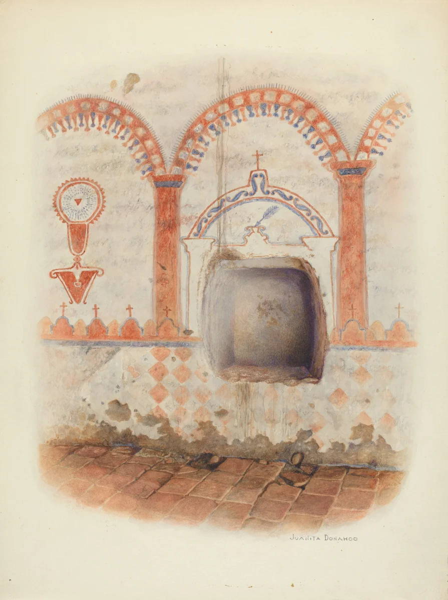 Wall Painting and Baptismal Niche by Juanita Donahoo, index of american design, 1941