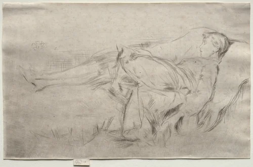 A Child on a Couch, No. 2 by James McNeill Whistler, print, 1874-1875