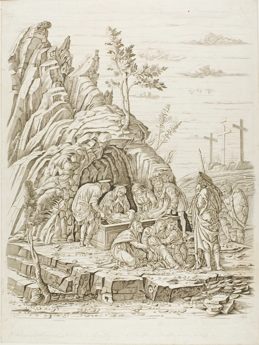 The Entombment by Andrea Mantegna, print, 1485-1490