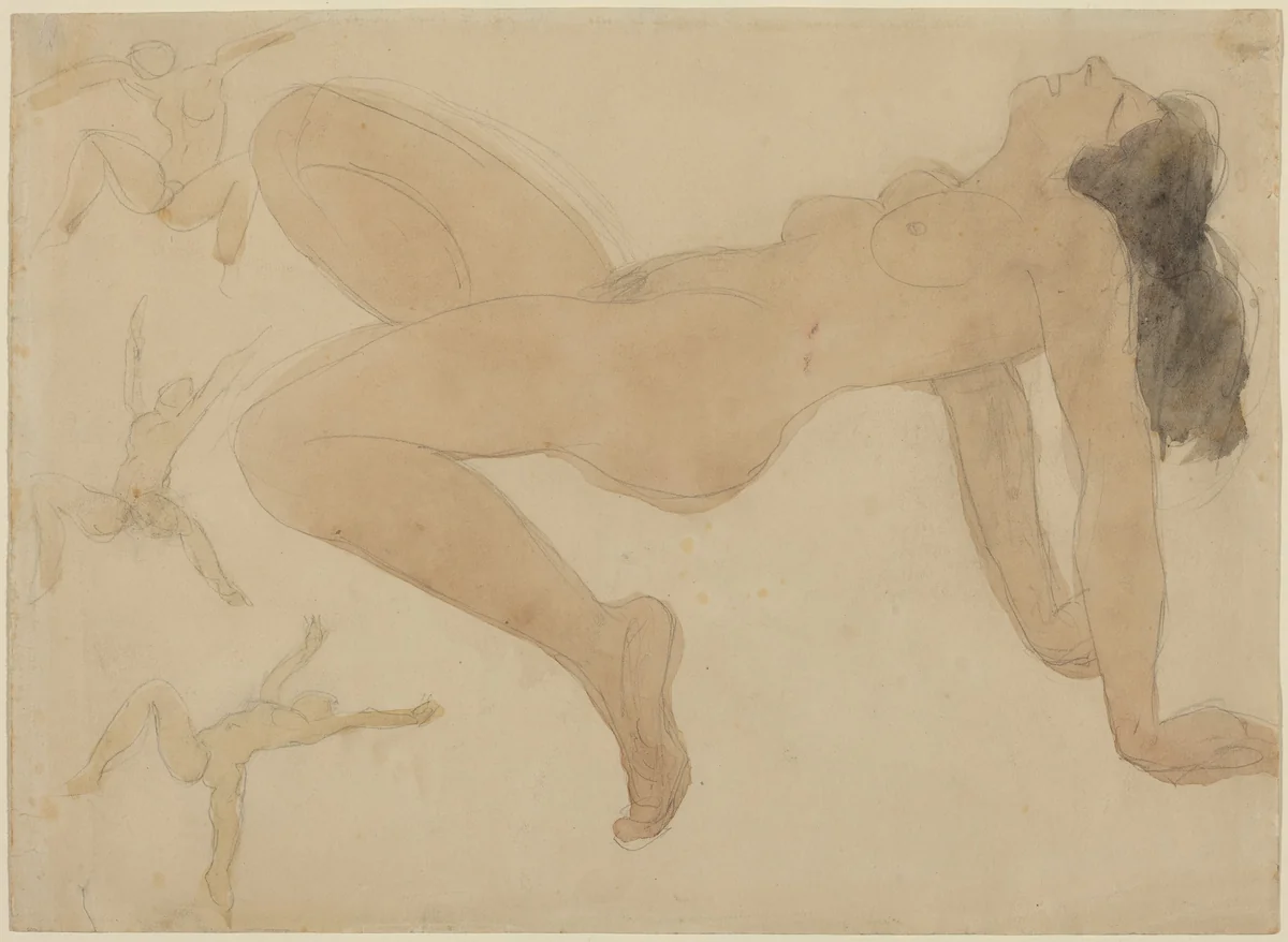 Studies of Nude Dancers by Odilon Roche, drawing, 1918-1947