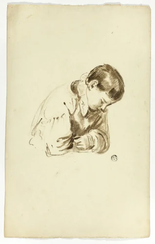Seated Boy, Half-Length by Thomas Jones Barker, drawing, 1825-1835