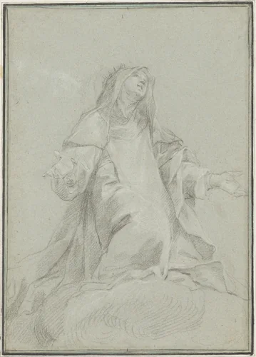 Saint Catherine of Siena on a Cloud by Luigi Garzi, drawing, 1696-1697