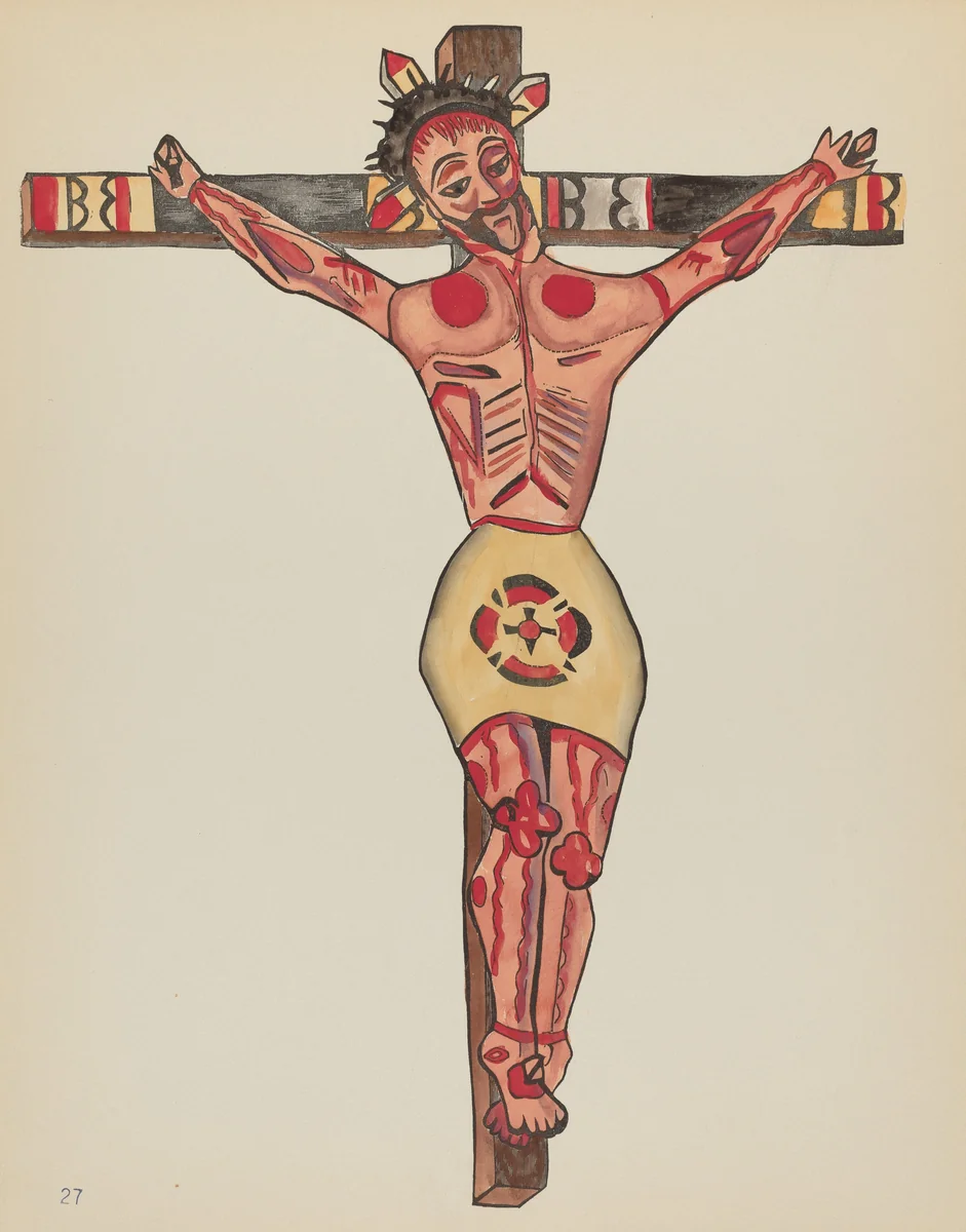 Plate 27: Christ Crucified: From Portfolio "Spanish Colonial Designs of New Mexico" by American 20th Century, index of american design, 1935-1942