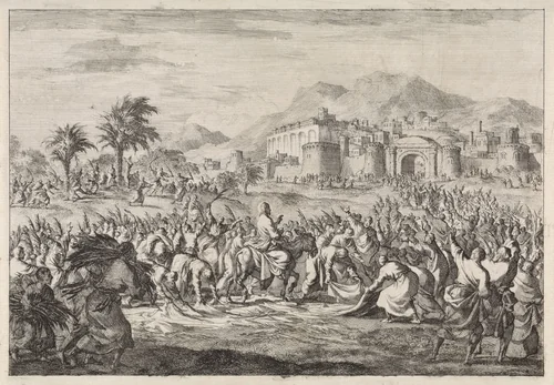 Intocht in Jeruzalem by Jan Luyken, print, 1700