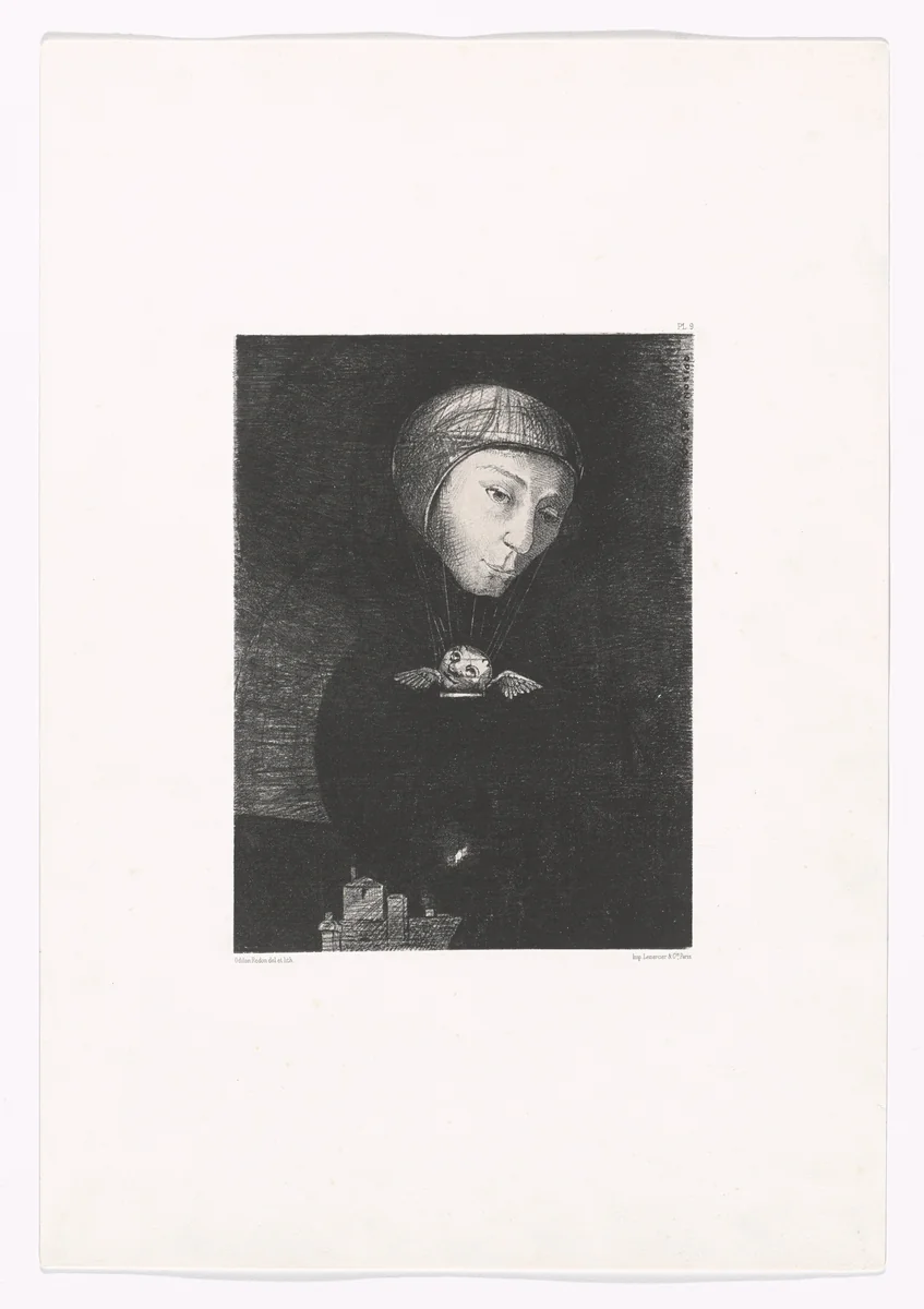Sad Ascent (Triste montée) from In the Dream (Dans le rêve) by Odilon Redon, print, 1879