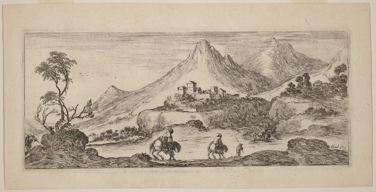 Landscape with Castle by Stefano della Bella, print, 1641