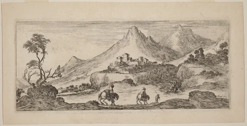 Landscape with Castle by Stefano della Bella, print, 1641