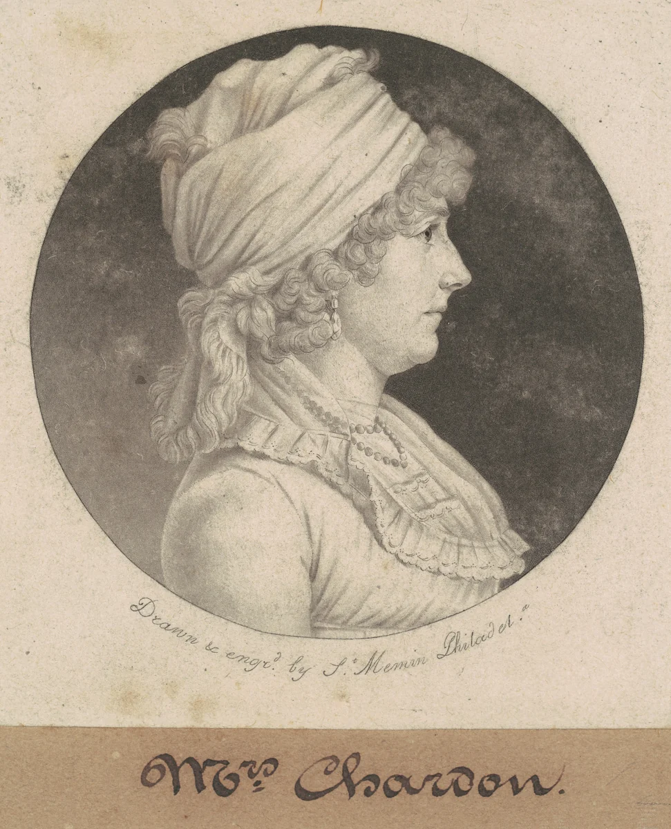 Eleanor Rawle Chardon by Charles B. J. Févret de Saint-Mémin, print, 1800