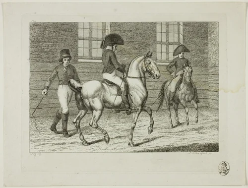 Riding School and Horses by Johann Adolph Darnstedt, print, 1806