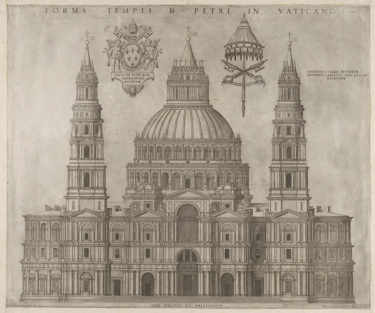 St. Peter's, from "Speculum Romanae Magnificentiae" by Antonio da Sangallo, print, 1547