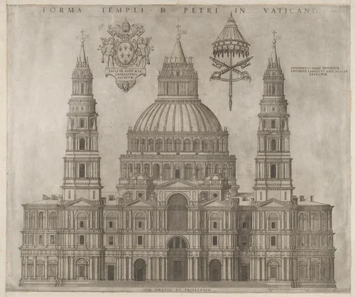St. Peter's, from "Speculum Romanae Magnificentiae" by Antonio da Sangallo, print, 1547