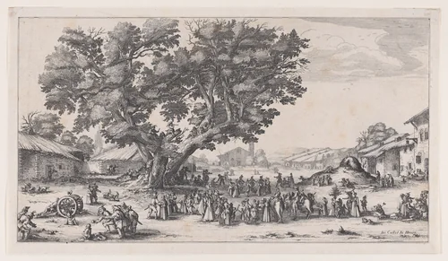 Reverse Copy of La Fiore de Gondreville pièce appelée aussi La Fête du Village, La Petite Foire, Le Bal Champêtre, Le Jeu de Boules (The Fair at Gondreville also called The Village Festival, The Little Fair, The Country Dance, The Game of Bowls) by anonymous, print, 1625-1700