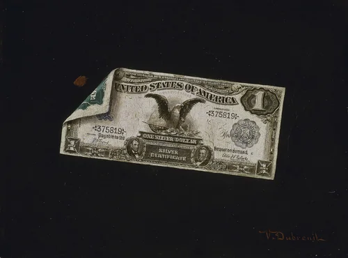 One Dollar Silver Certificate by Victor Dubreuil, painting, 1898-1900