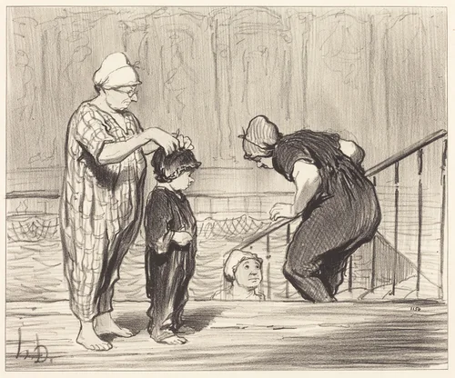 En Famille by Honoré Daumier, print, 1847