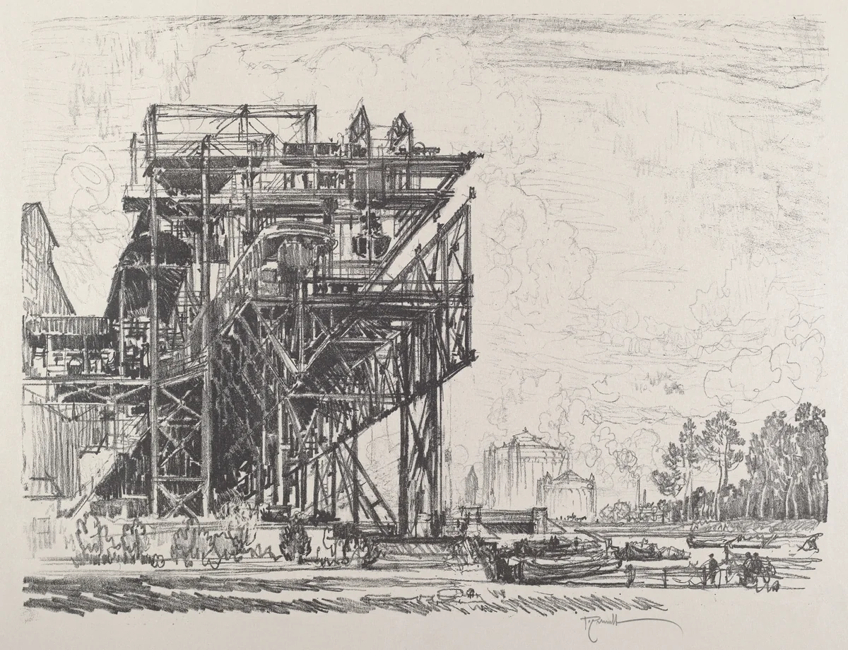 Gas Works from the Canal, Berlin by Joseph Pennell, print, 1921