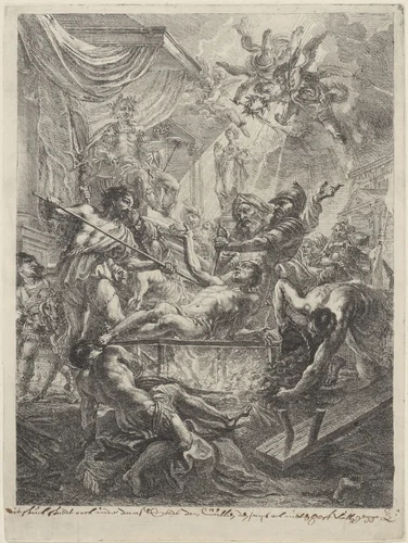 Het martelaarschap van de H. Laurentius by Cornelis Schut, print, 1618-1655