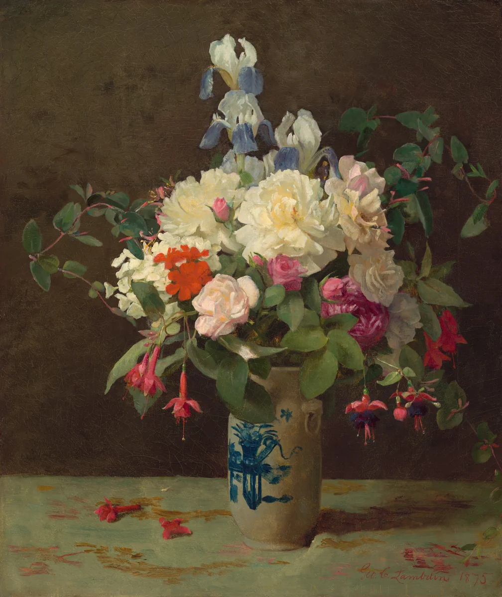 Vase of Flowers by George Cochran Lambdin, painting, 1875