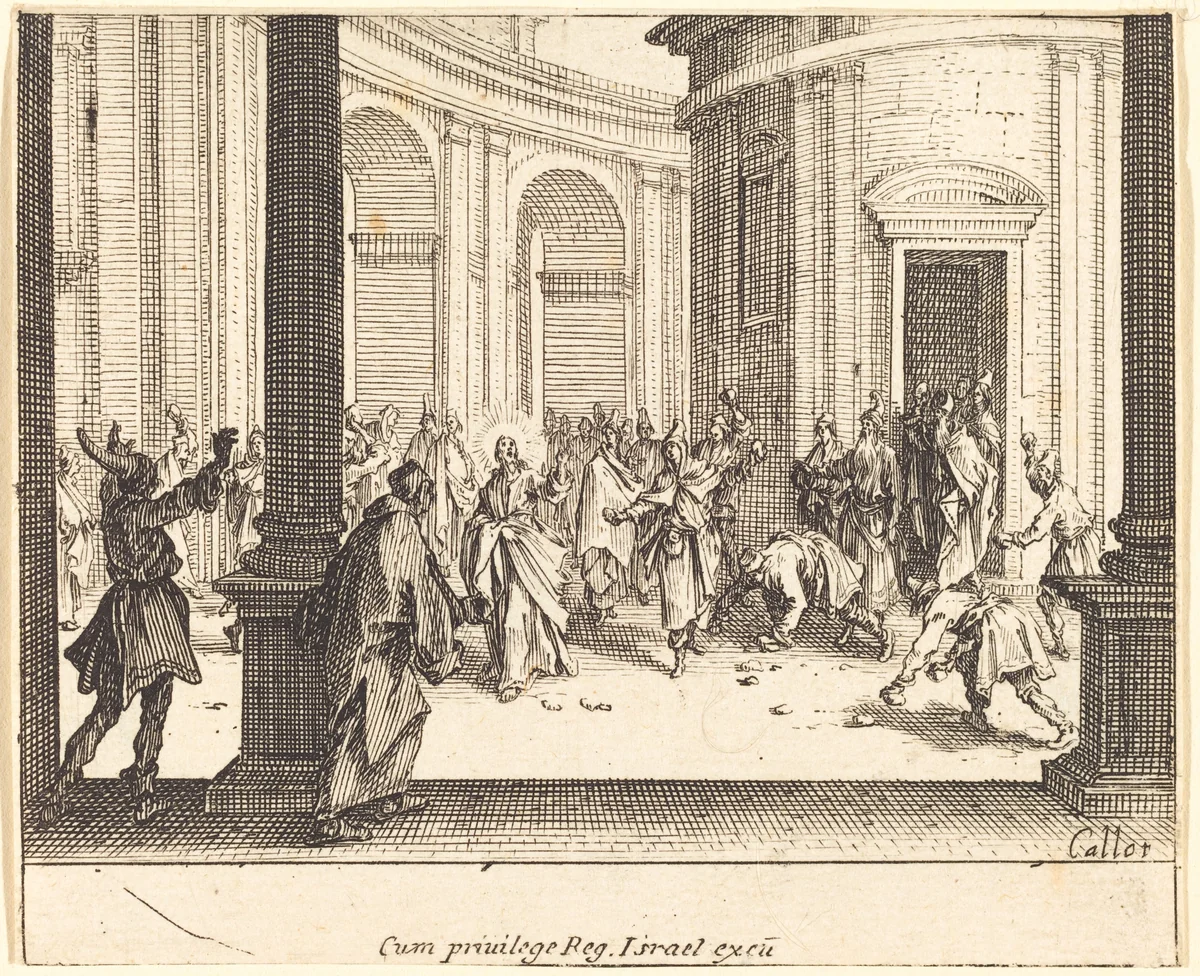 Christ and the Woman Taken in Adultery by Jacques Callot, print, 1635
