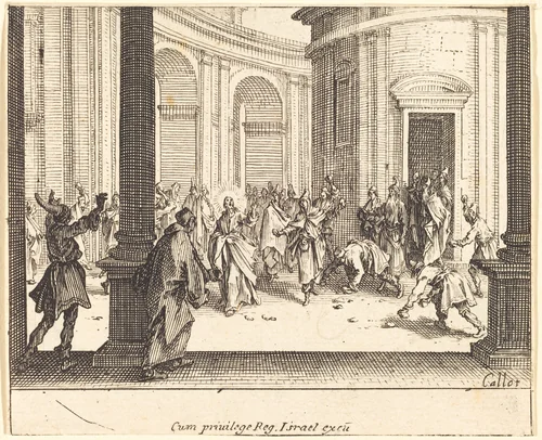 Christ and the Woman Taken in Adultery by Jacques Callot, print, 1635
