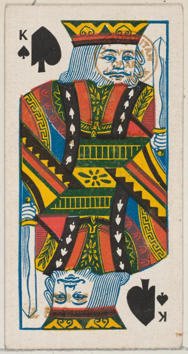 King of Spades (black), from the Playing Cards series (N84) for Duke brand cigarettes by W. Duke, Sons & Co., print, 1888
