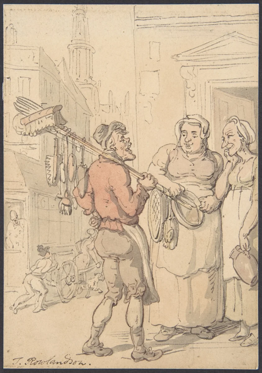 Street Scene: Vendor of Brushes by Thomas Rowlandson, drawing, 1780-1827