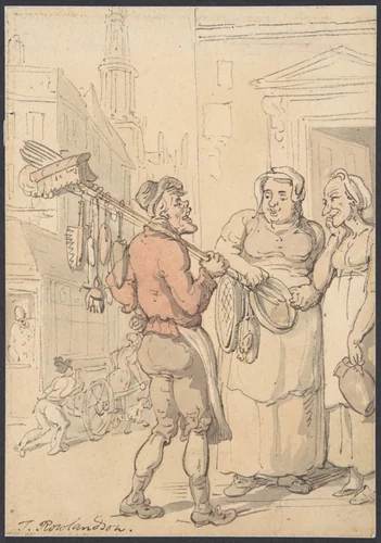 Street Scene: Vendor of Brushes by Thomas Rowlandson, drawing, 1780-1827