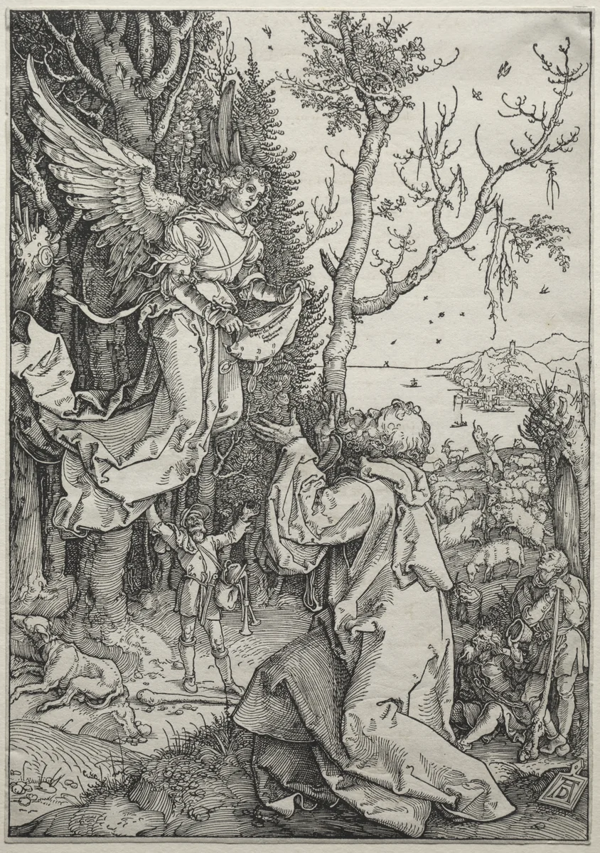 The Life of the Virgin: Joachim and the Angel by Albrecht Dürer, print, 1499-1509